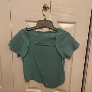 Korean Fashion Teal Asymmetrical T-Shirt